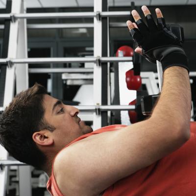 Weight-lifting gloves can enhance a workout regimen.
