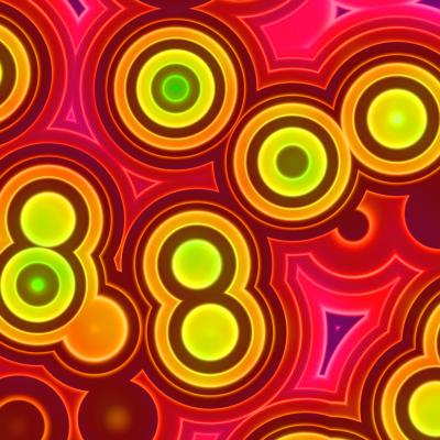 Bright colors and simple layered shapes are hallmarks of retro pop 1960s design.