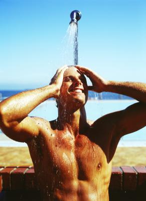 Pool showers seen at resorts can be installed in your backyard.